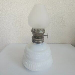 Miniature Milk Glass Oil Lamp